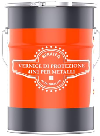 BEKATEQ Lacca protettiva per metalli 4in1 5L Bianco puro I Primer + Vernice antiruggine + Mano intermedia + Mano di finitura I Vernice per metalli per tetti, finestre, porte, recinzioni LS-570
