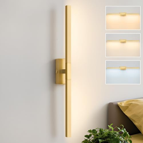 Actask LED Wandleuchte 360° Wandbeleuchtung Innen Golde Wandlampe 60cm