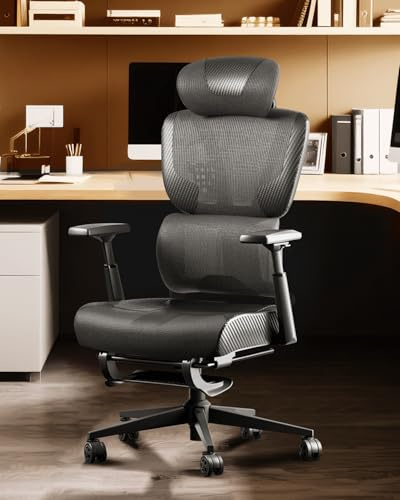 AutoFull G4 Bürostuhl Ergonomischer, Büro Stuhl mit 2D-Lendenstütze & 3D-Armlehnen, 140° Neigung, Computerstuhl Home Office Chair Ergonomic | Drehstuhl 150 kg