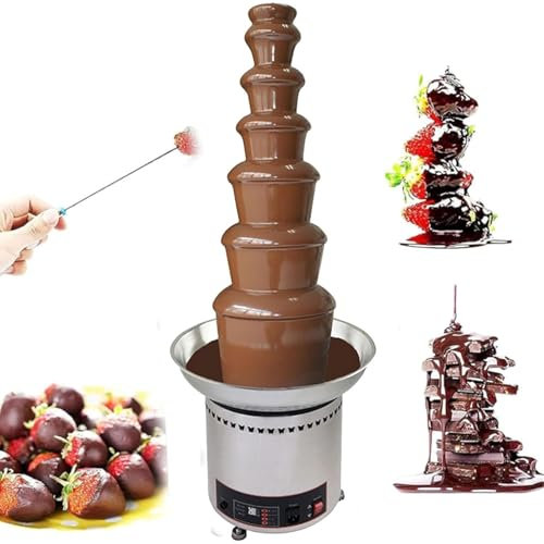 Fuente de chocolate eléctrica, fuentes de chocolate, máquina de fondue de acero inoxidable con cascada y panel digital que muestra la temperatura, temperatura ajustable con precisión para cocinar en c