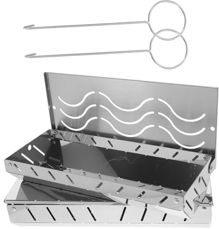 HANABASS 2 Pezzi Di Scatola Di Segatura Accessori Per Grigliate Contenitore Per Affumicatura Gabbia Per Barbecue Secchio Per Affumicatura Cestini Per Carbone Scatole Per Affumicatura