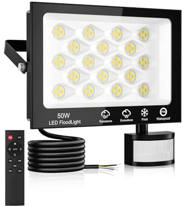 Security Lights Outdoor Motion Sensor 150W,6500K Daylight White PIR Security Light with Remote Control,15000LM Floodlight with Sensor,IP66 Waterproof Flood Light for Gardern Yard Porch Garage