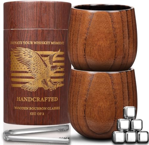 Wooden Whiskey Glass, Bourbon Drinking Glass, Wood Whiskey Cup, Vintage Whiskey Glasses, Old Fashioned Glasses Set of 2, Birthday Retirement Whiskey Gift Set for Men, Daddys Sippy Cup