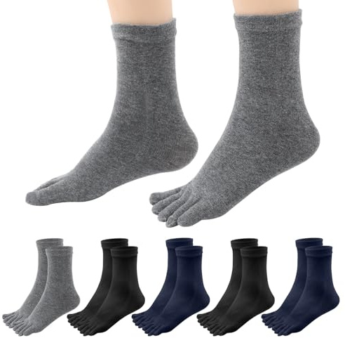 Soleeya 5 Pares Calcetines Dedos Hombre Deportes EU 39-45, Calcetines Algodon Hombre Correr Running Ciclismo de Cinco Dedos (FR/ES, Números, 39, 45, Regular, Regular, Color B)