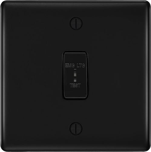 BG Nexus Metal Matt Black 2 Way Single Pole Emergency Key Switch NFB12EL