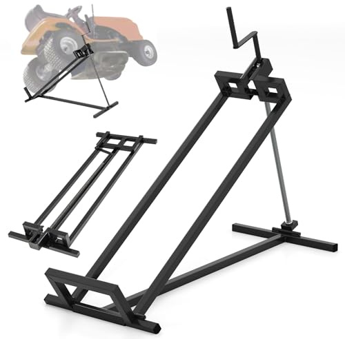 COSTWAY Rasentraktor Heber Hebevorrichtung, bis 400 kg | 45° stufenlos verstellbar | faltbar, Hebebühne Metall, Reinigungshilfe für Rasenmäher Motorrad Aufsitzmäher, Rasentraktorheber (Schwarz)