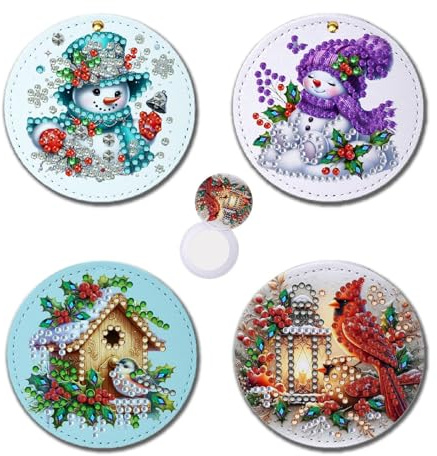 CXINLky Diamond Art Painting Taschenspiegel, Diamant Painting Kompaktspiegel, Kreatives 5D Diamond Reisespiegel Klappspiegel -2 Stuck-A