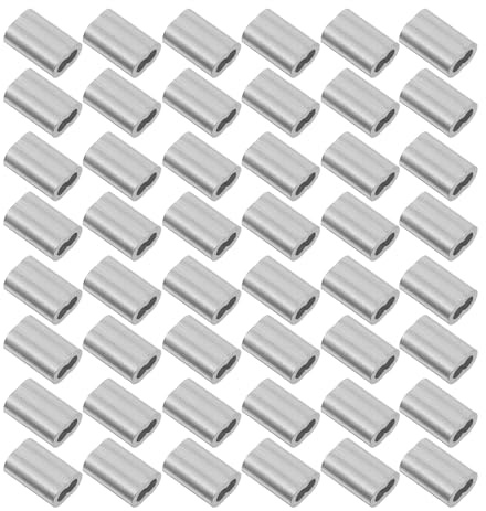 PRETYZOOM 200 Manguitos de Engarce de Aluminio - Virola de Cable, Manguito de Bucle de Cable, Virola de Doble Barril para Kit de Extremo de Cable Y Cable de 1/16 de Diámetro