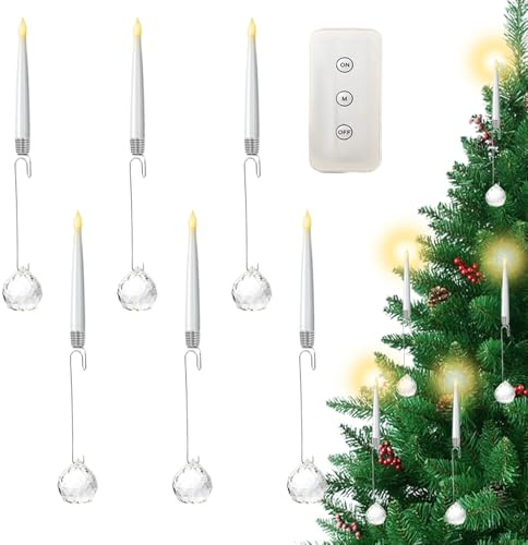 ycezw Candele decorative per albero di Natale con telecomando, candele a LED senza fiamma, decorazioni natalizie con telecomando, per interni ed esterni, camino, giardino, vacanze, cortile, giardino