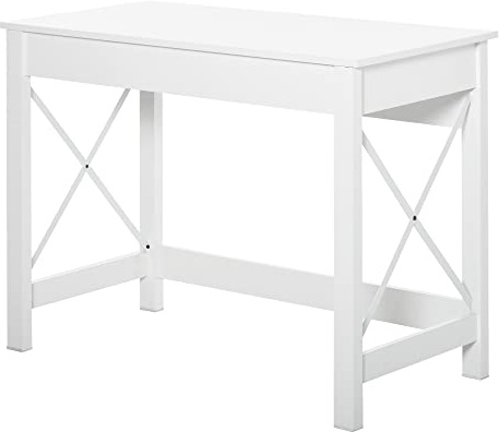 HOMCOM Bureau d'Ordinateur 105 x 50 cm Style Moderne Petit Espace Blanc | Table Informatique, Poste de Travail, Cadre Renforcé en Forme X, Table d'Étude, Salon, Salle de Travail