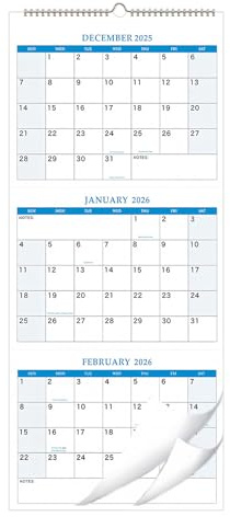 Großer Wandkalender 2026, 3-Monatskalender 2025–2027, Planer, Organizer für Meetings, Notizbuch, Tagesplaner, Pared Home, Kühlschrank, Büros, Urlaub, Übungen, Geburtstag