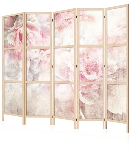 LUMASOUL Separe Shoji skiljevägg inomhus enkelsidig - inomhusskärm i japansk stil - Rumsavdelare 5 paneler - inomhusavdelare blommönster - 225 x 172 cm