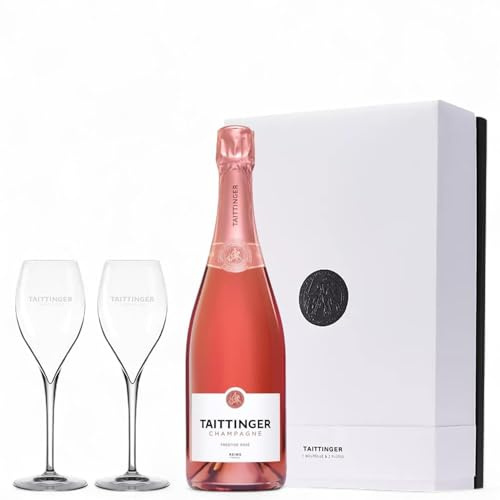 Taittinger Brut Rose Champagne Two Glass Gift Set 75cl