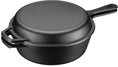 Wiltec 2 en 1 Four hollondais 42 x 26 x 12 cm Cocotte en fonte, cocotte à double fonction