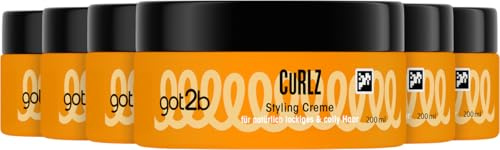 got2b Curlz Styling Creme (6x 200 ml), feuchtigkeitsspendende Curl Creme mit Kokosnussöl & Sheabutter, Curl Cream zum Stylen und Pflegen von Locken, definiert und nährt, ohne zu Beschweren