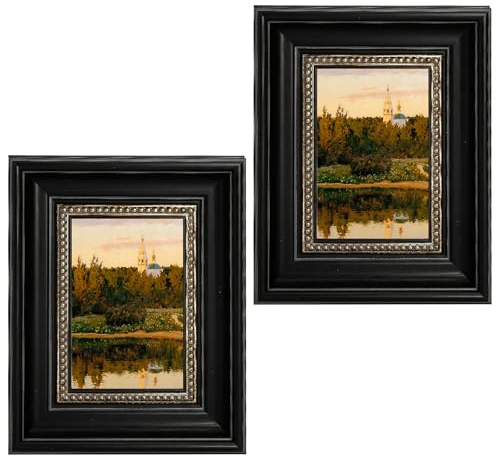 2 Stück Bilderrahmen Vintage, 10x15 cm Vintage Bilderrahmens, Schwarz Fotorahmen, Bilderrahmen Antik Retro Rahmen Set, Stabil zum Aufstellen und Aufhängen für Wohnzimmer Büro Geschenk Schlafzimmer