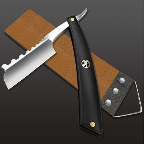 M&LD Cut Throat Razor Kit Reusable Stainless Steel Razors for Shaving Single Edge Razor Blades with Leather Sharpener for Home & Salon Straight Razor Mens Gifts for Farther
