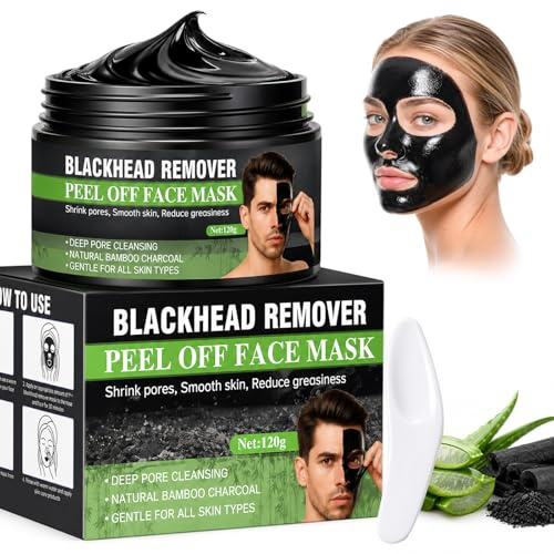 Mascarilla Puntos Negros, Mascarilla Peel Off 120g con Carbón Activado para Limpieza Profunda, Eliminación de Puntos Negros, Suciedad, Acné, Purificación de Poros y Control de Aceite
