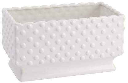 Creative Co-op Hobnail, rechteckiger Keramik-Pflanzgefäß, Weiß