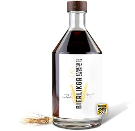 Brauerei Zwönitz Erzgebirgischer Bierlikör aus Zwönitzer Ziegenbock Bier | 0,5 Liter Bier Likör - Alkohol Geschenke aus Sachsen - Bier Geschenke für Männer - Bierschnaps