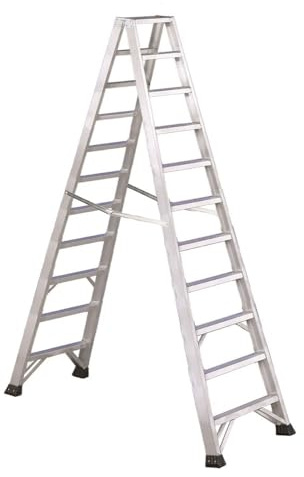Svelt Scala Professionale a Doppia Salita in Alluminio – 11 Gradini Antisdrucciolo 8 cm, Rinforzi e Cerniere in Acciaio, Tamponi Maggiorati – Certificata EN131