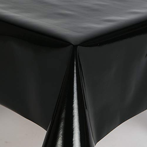 Home Expressions Plain Black Pvc Wipe Clean Vinyl Oilcloth Tablecloth with Textile Backing (200cm x 140cm Rectangle)