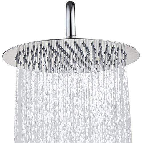 Topmail Doccia anticalcare in acciaio inox 316 soffione doccia rotondo ultra sottile alta pressione testa doccia regolabile a pioggia per il bagno, 12 pollici