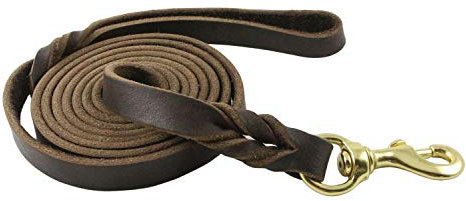 Neuleben Hundeleine aus weichem Rindleder Geflochten Lederleine mit Kupfer Karabiner für Kleine/Große Hunde (Braun, 260cm)