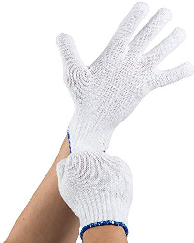 24 Pack Cotton String Knit Cotton Polyester Seamless Work Gloves - Protective Industrial Work Gloves - Large