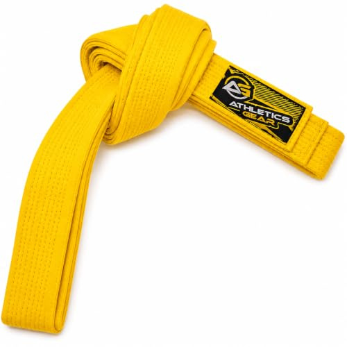 Athletics Gear AG kampsport karate-bälte, 100 % bomull med flera sömnadsbälten för BJJ, Judo, Taekwondo och Karate, gUL, 220cm