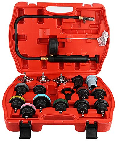 Tank Leak Detector, Yosoo 18pcs Universal Car Water Tank Leak Tester Cooling System Detector Tool Kit für Kühlmitteldruckprüfer Kühlmitteldruckprüfer-Kit Autowassersystem-Druckprüfer 18pcs Universa