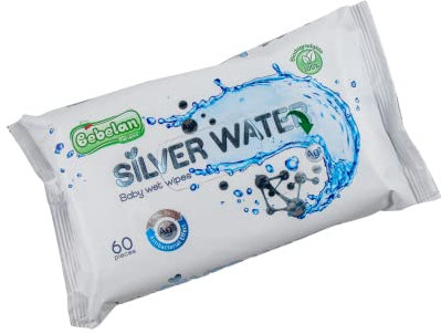 Bebelan Silver Water Wet Wipes with Silver Water Care Wipes for Newborns and Babies 0+ 100% Biodegradable Textiles Free from Alcohol Paraben Allergens (Pack of 60)