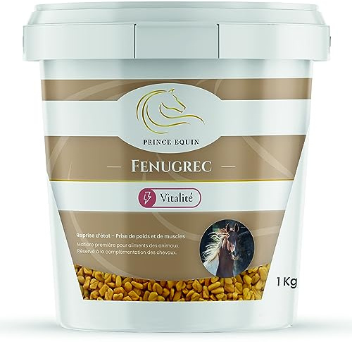 Prince Equin - FENUGREC - Complément nutritionnel Cheval - Seau 1 kg - Reprise d'état Cheval - Développement des Muscles - Energie - Marque Française (Seau 1 kg)