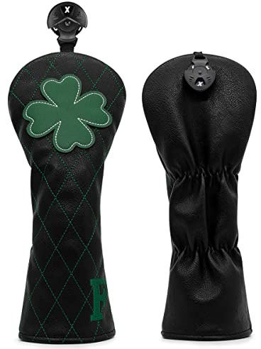 Golfschlägerhaube, Live Lucky 3 Holz-Schlägerhaube, Magnetverschluss, elegante Stickerei, Premium-Leder, Fahrerabdeckungen, Fairway-Holzabdeckungen, Hybrid-Schlägerhaube, Kleeblatt-Golfschlägerhauben