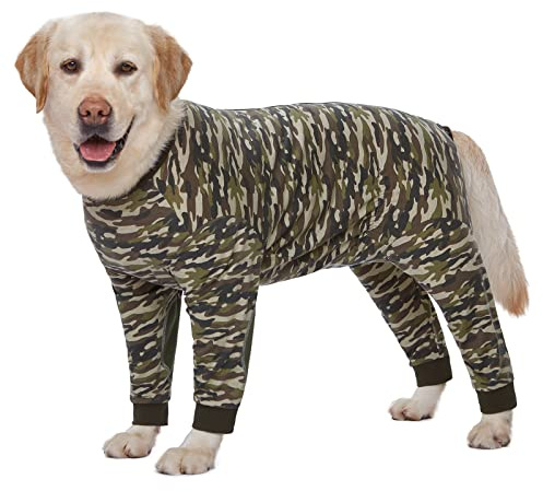 Yeapeeto Dog Onesie Surgery Recovery Suit for Large Medium Bodysuit Dogs Pajamas PJS Full Body for Shedding, Prevent Licking, Wound Protection, Cone Alternative (5XL, Camo)