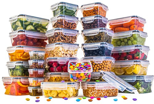 nuovva Airtight Food Storage Containers Set – Plastic Food Containers with Lids – Leak Proof Pantry & Kitchen Containers – Meal Prep Sets – 60pcs (30 Containers + 30 Lids)