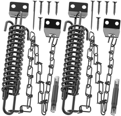 Screen Door Chain for Door Spring - 2 Pack Storm Door Chain Spring for Wind Safety Storm Door Closer Stop Front Screen Door Security Prevent Opening Damage, Heavy Duty Hardware Door Stopper Chain