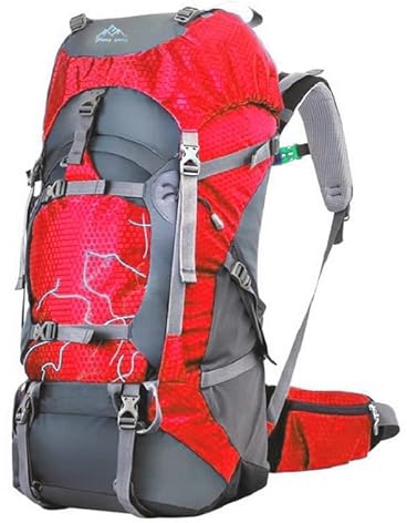 ded Mochila de senderismo para viajes montañismo escalada camping trekking 70L macuto impermeable. Color rojo