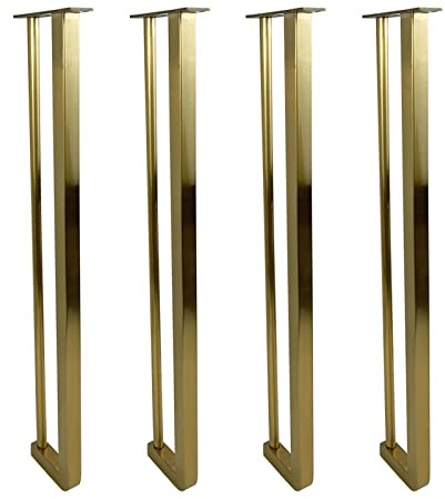 4er Set Tischbeine Möbelfüße Edelstahl Tischkufen Metall Möbelbeine Schrankfüess Ersatz Tischfüße für Esstisch,Couchtische,Schreibtische,Nachtständer,Sofa,mit Schrauben (45cm(17.7in),Gold)
