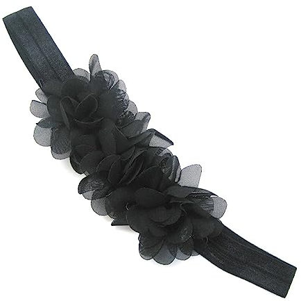 2 Stück Baby Haarband Chiffon Baby Stirnband Blumen Stirnband Baby Mädchen Stirnbänder Elastischer Turban Haarschmuck für Säuglinge Kleinkinder Neugeborene,Babyzubehör Haarschmuck,Schwarz