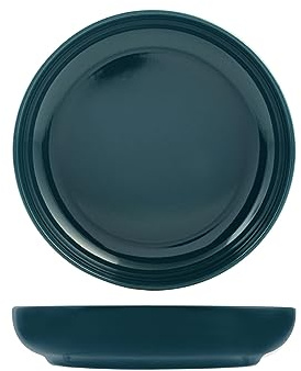 H&H Stoccolma Set 12 Piatti Fondi, Stoneware, Blu, 22cm