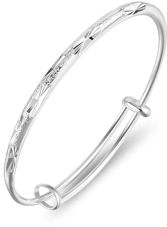 Abeillo Silber Armreif Armband Einstellbar,Elegantes Glitzerarmband,Charm Damen Silber Armband Schmuck Geschenk für Frauen Mädchen Damen Geburtstag Valentinstag Graduierung Neujahr Geschenk