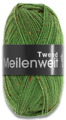 Frida's Wollhaus Lana Grossa 100 g Meilenweit 100 Tweed Sockenwolle Stricken Garn 20 Farben (165 | Grün)