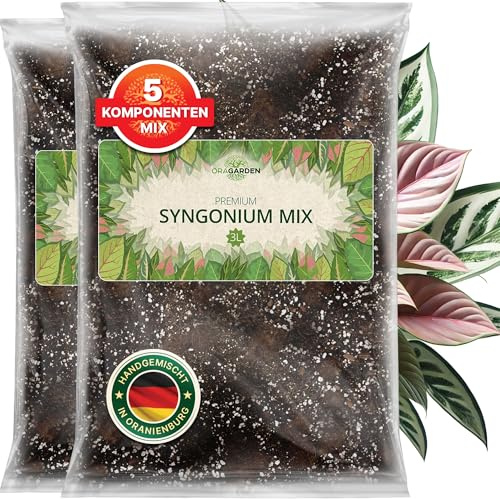 ORAGARDEN Syngonium Erde für Zimmerpflanzen und Garten - 6L Syngonium Substrat für Pflanzen, Palmen, Blumen, Grünpflanzen - 5 Komponenten Blumenerde