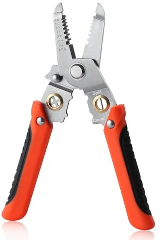 GOLD DEER 6 in 1 Multifunction Wire Pliers with Safety Lock Wire Stripper with Cutter and Crimper Precision Wire Stripper Tool Universal Wire Stripper Multifunctional Hand Tool Stripping for AWG 10-22