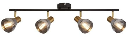 Licht-Erlebnisse Deckenstrahler Schwarz Grau Messing 81 cm lang 4-flammig E14 59 Rauchglas Metall Retro Design verstellbar Deckenlampe Wohnzimmer Deckenleuchte Küche