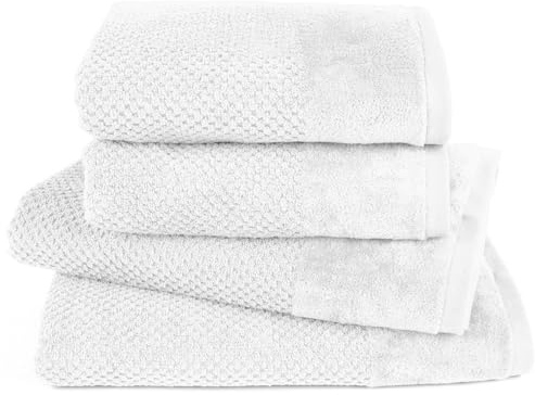 Pure Label Handtuch Set 4tlg 2xDusch 2xHand Weiß | 100% Baumwolle, weich & saugstark - Waschbar bis 60∘C, trocknergeeignet