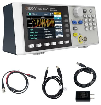 OWON Generatore di Segnale, Generatore di Funzione DGE1060, Uscita Singolo Canale, Uscita Frequenza di 60 MHz, Frequenza di Campionamento 300 MSa/s, Risoluzione Verticale a 14 Bits