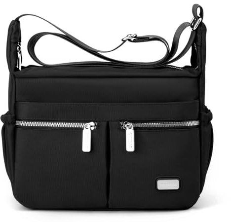 ZZYING Crossbody-Tasche für Damen, lässige Nylon-Umhängetasche, Damen-Geldbörse und Handtasche, lässige Taschen für Damen, Schwarz