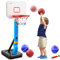 Basketball Hoop and Stand for Kids - Outdoor Indoor Water Pool Adjustable Basketball Hoop and Stand, Toddler Basketball Hoop with 4 Basketballs, Outdoor Toys Birthday Gift for Ages 3 4 5 6 Kids Boy
